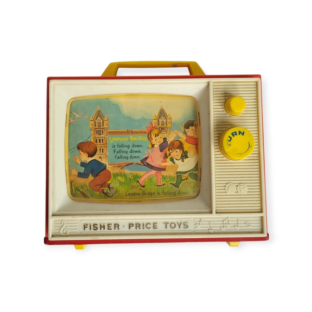 Vintage 1966 Fisher-Price Two Tune Giant Screen Music Box TV model #114